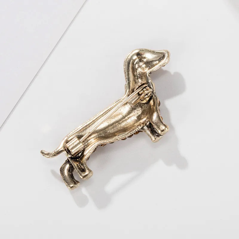 Dachshund Rhinestone Brooch