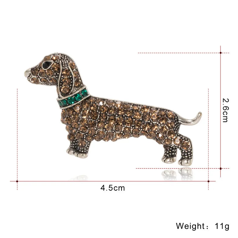 Dachshund Rhinestone Brooch