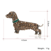 Dachshund Rhinestone Brooch