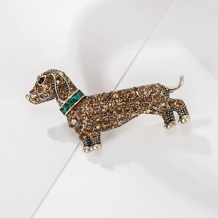 Dachshund Rhinestone Brooch