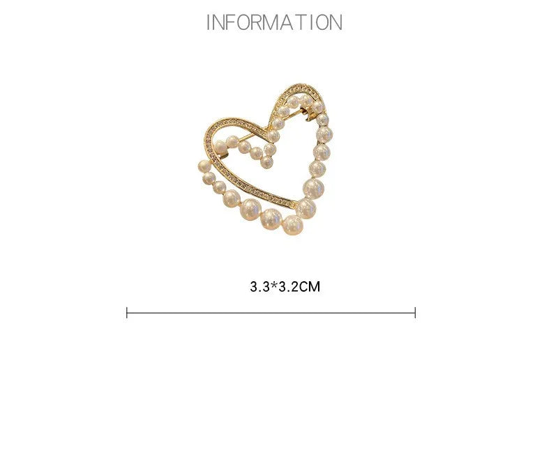 Heart Pearl & Rhinestone Brooch