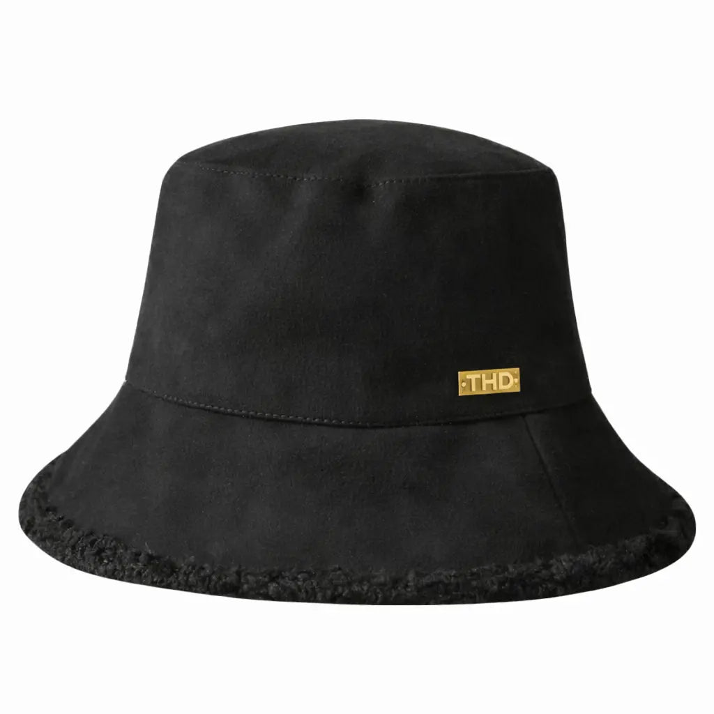 Vegan Suede Bucket Hat - Black