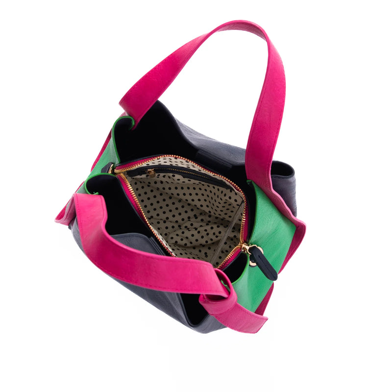 Tanya Handbag - Navy, Green & Fuchsia