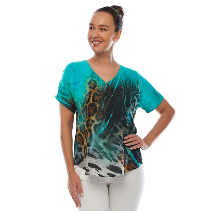 Claire Powell short sleeve v-neck top (Jungle)