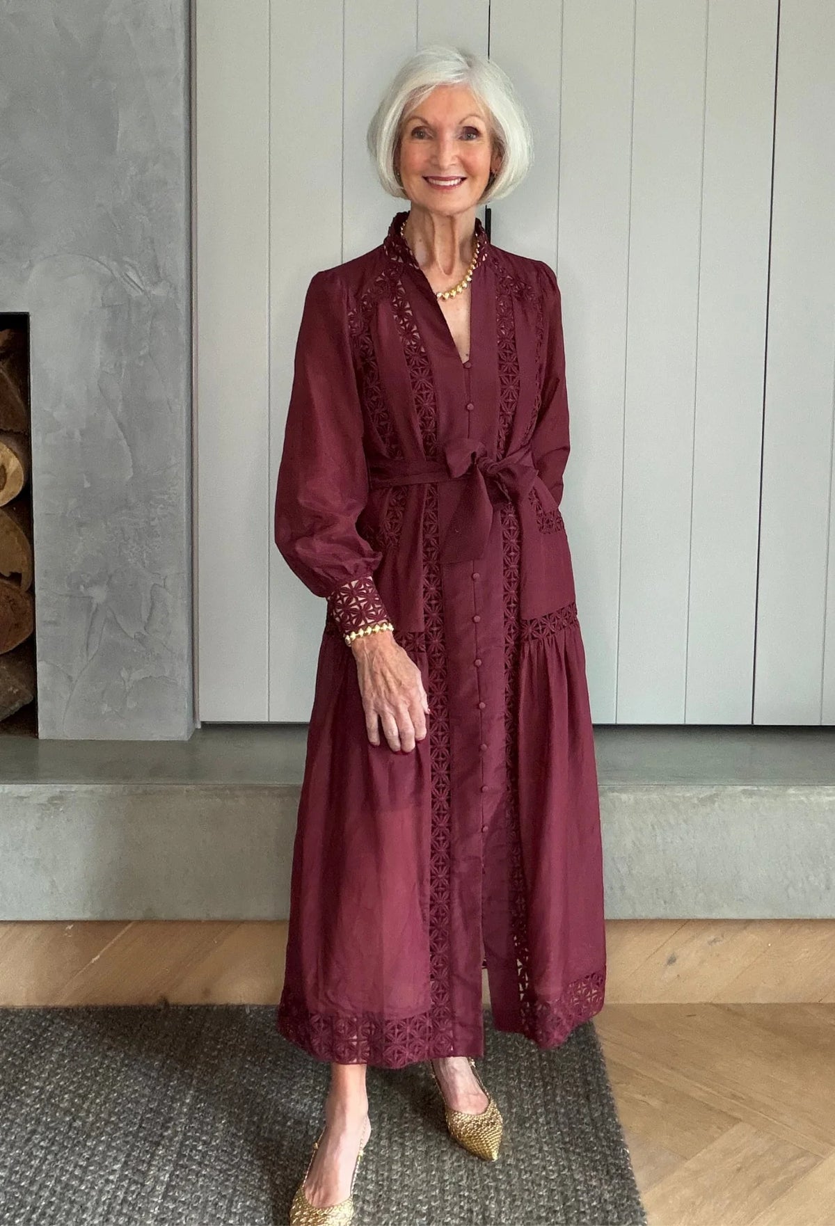 Once Was - Cascadian Cotton Silk Maxi Dress in Bordeaux