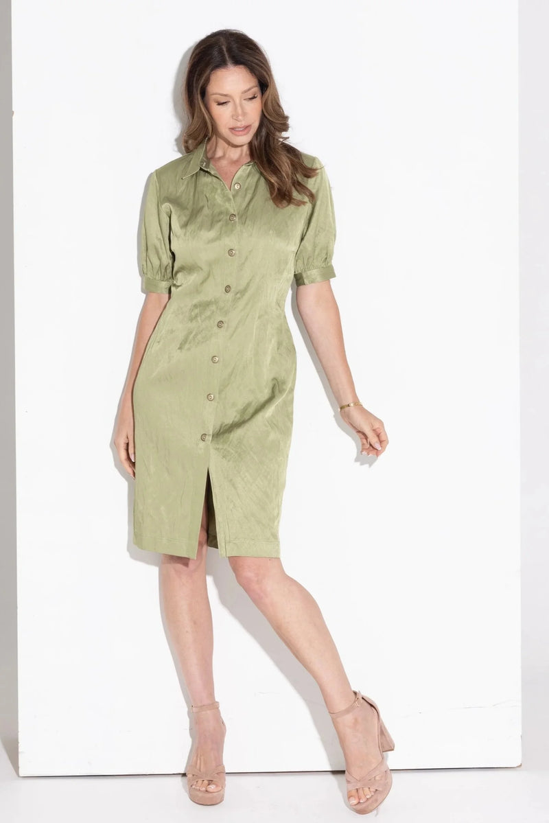 Kamare - Bianca Dress in Crushed Suiting - Sage