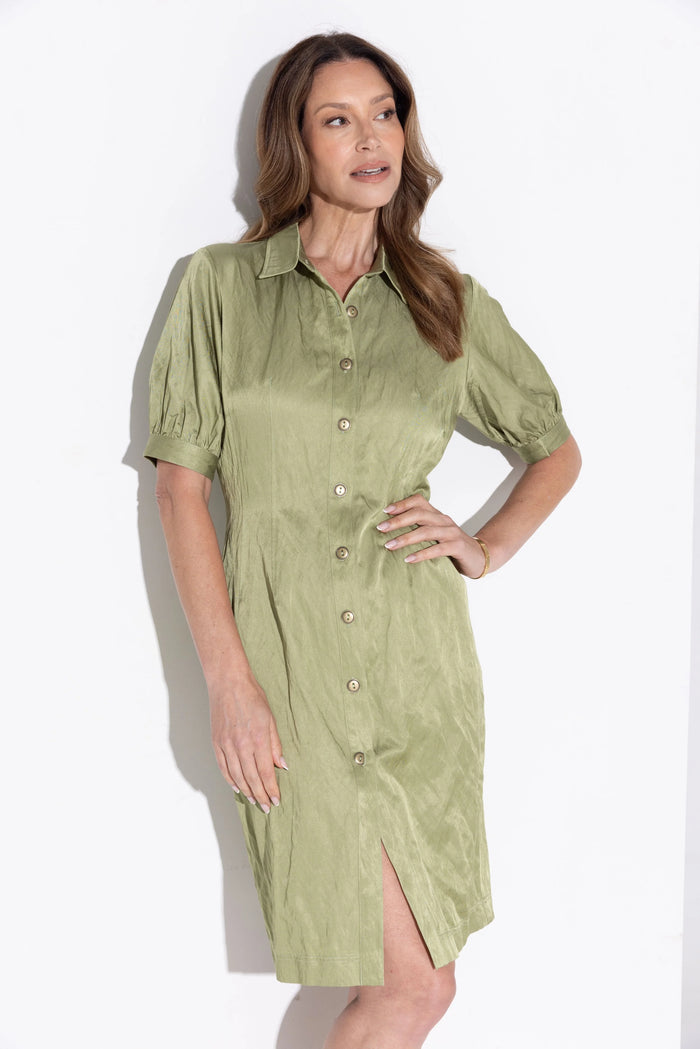 Kamare - Bianca Dress in Crushed Suiting - Sage