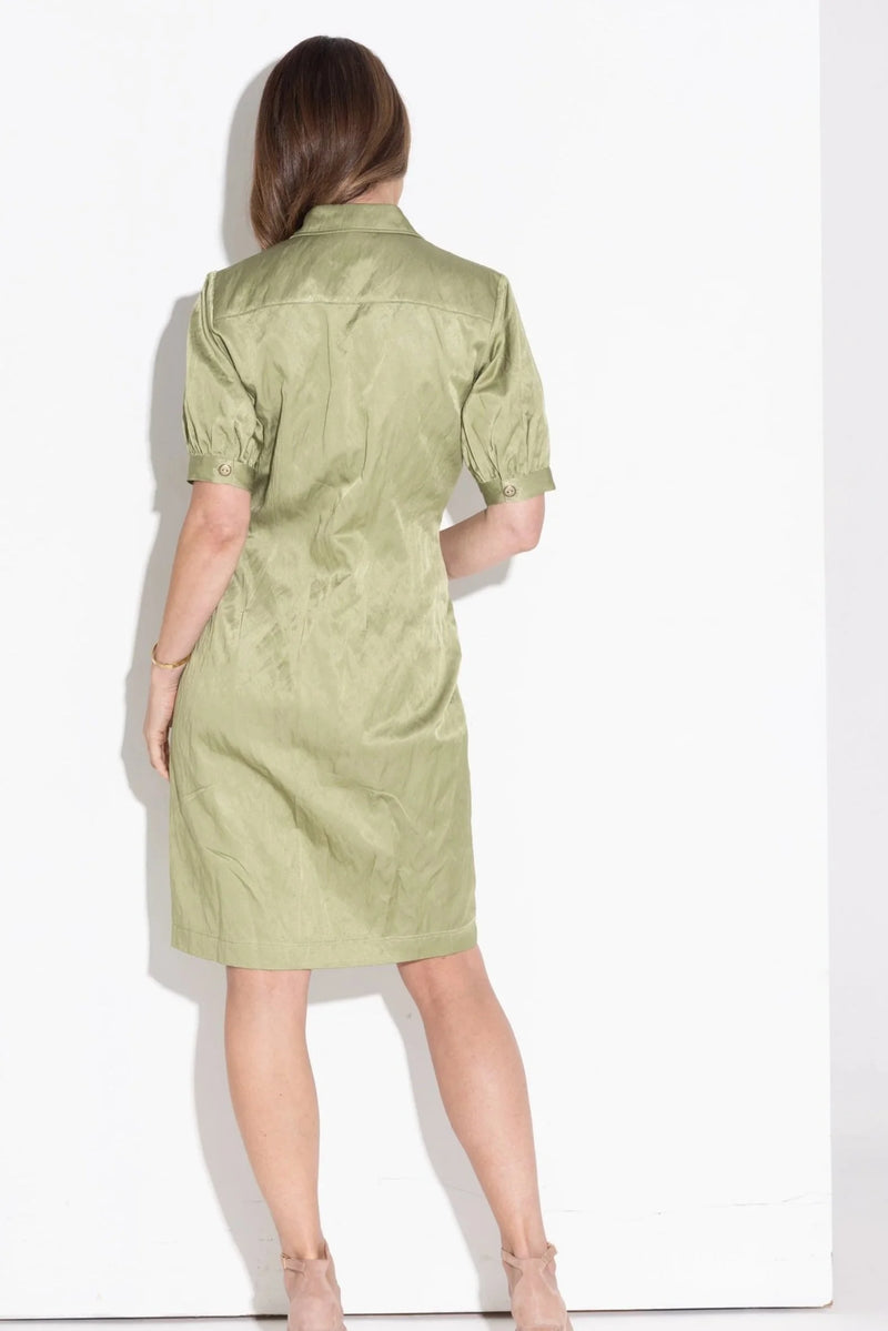 Kamare - Bianca Dress in Crushed Suiting - Sage