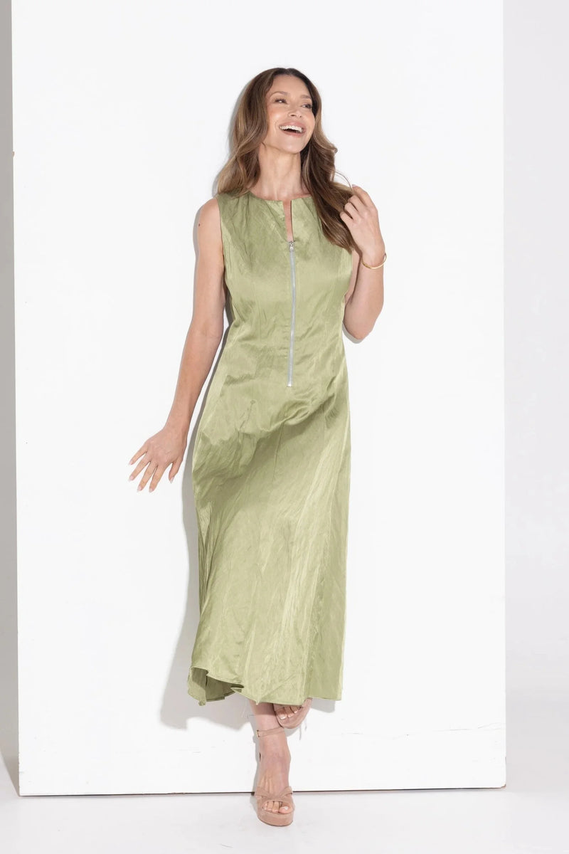 Kamare - Marissa Dress in Crushed Suiting - Sage