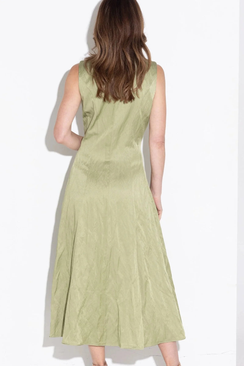 Kamare - Marissa Dress in Crushed Suiting - Sage