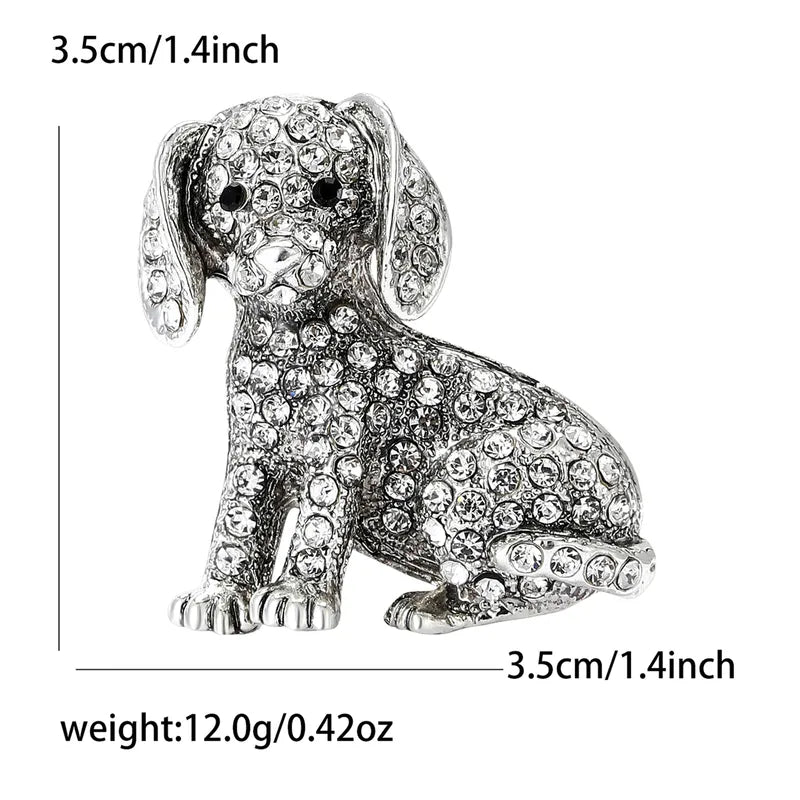 Classic Pooch Rhinestone Brooch