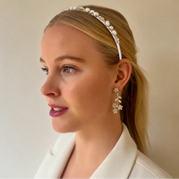 Tania Hird Verity Pearl & Crystal Headband - White
