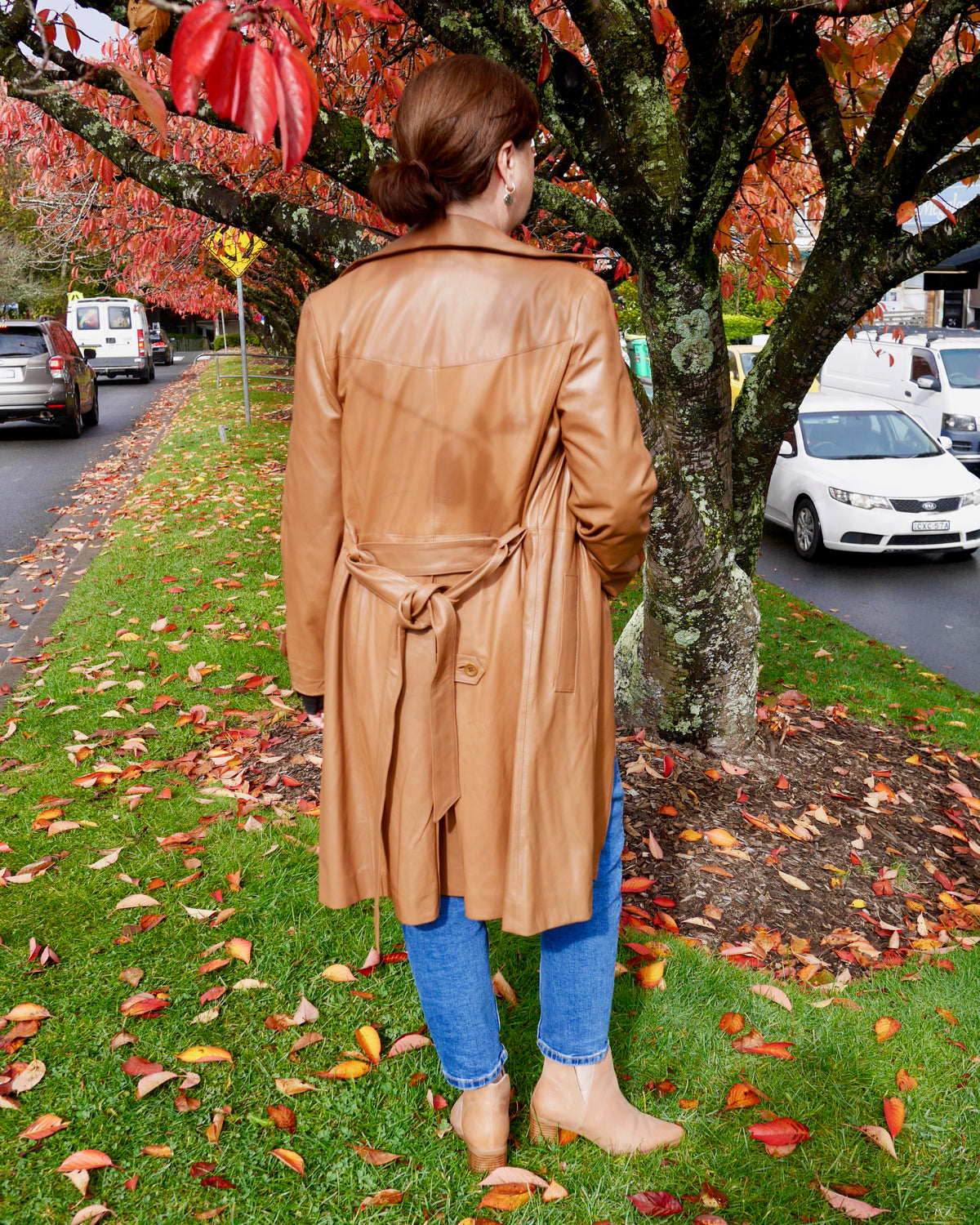 Double Breasted Timeless Leather Trench Coatm