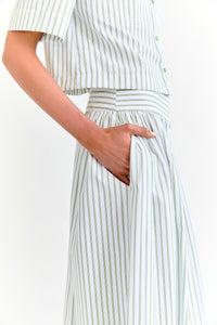 Eder by Anna Penelope Skirt in Green pistachio stripe, back view