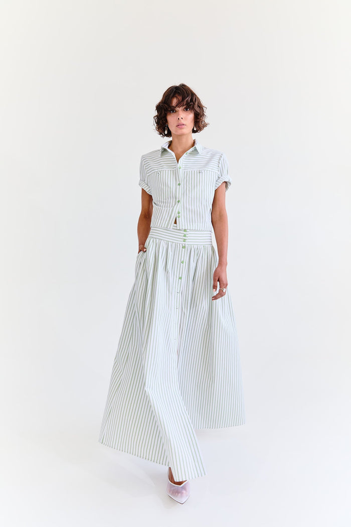 Eder by Anna Penelope Skirt in Green pistachio stripe