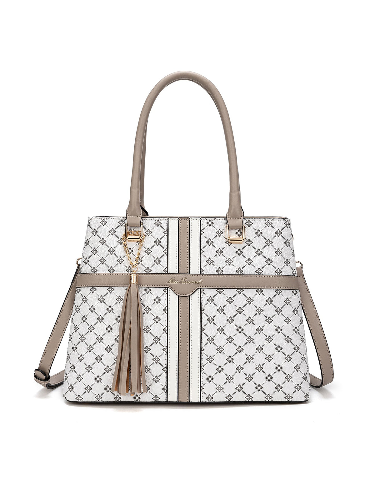 Serenade Emmaline vegan bag in white and taupe