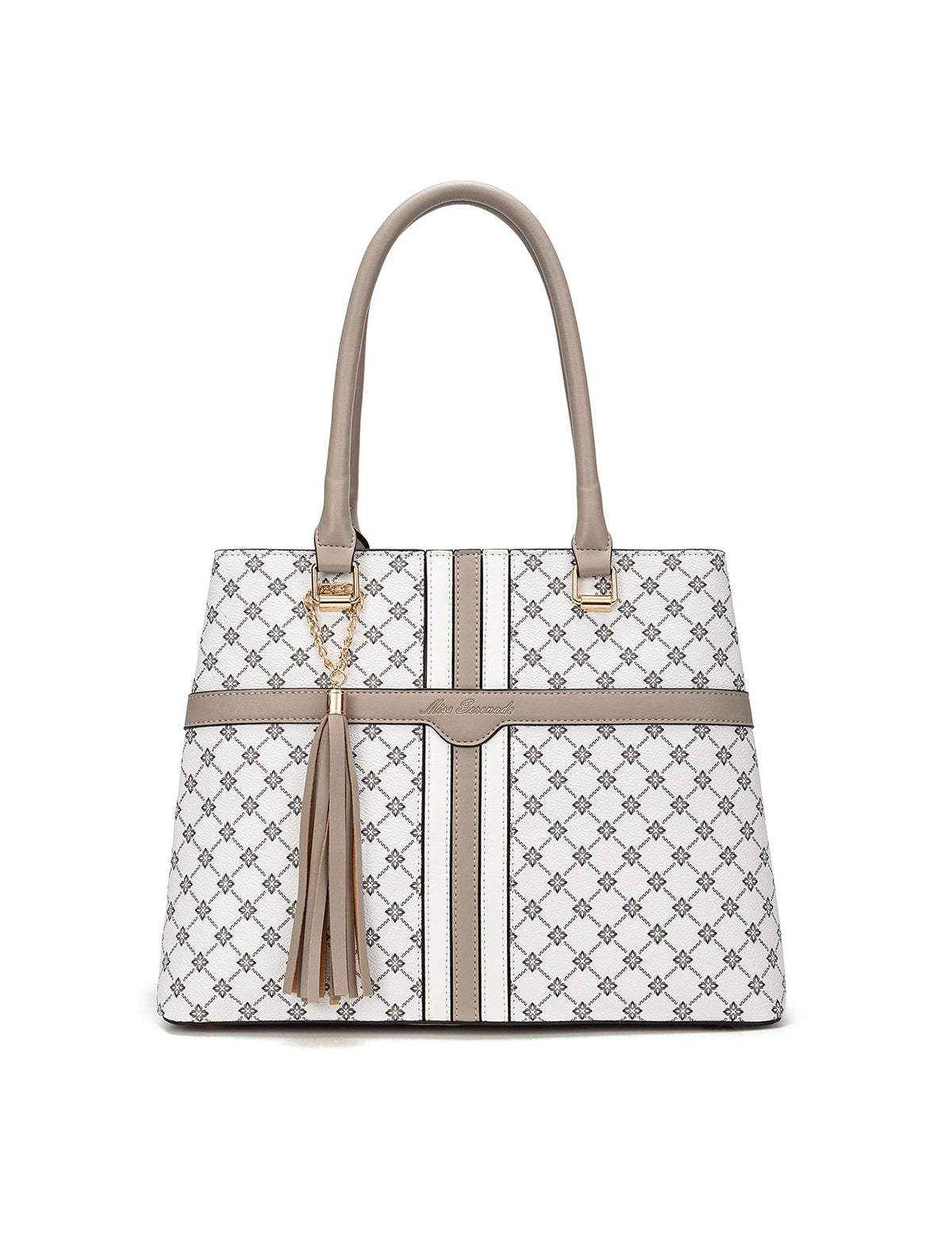 Serenade Emmaline vegan bag in white and taupe