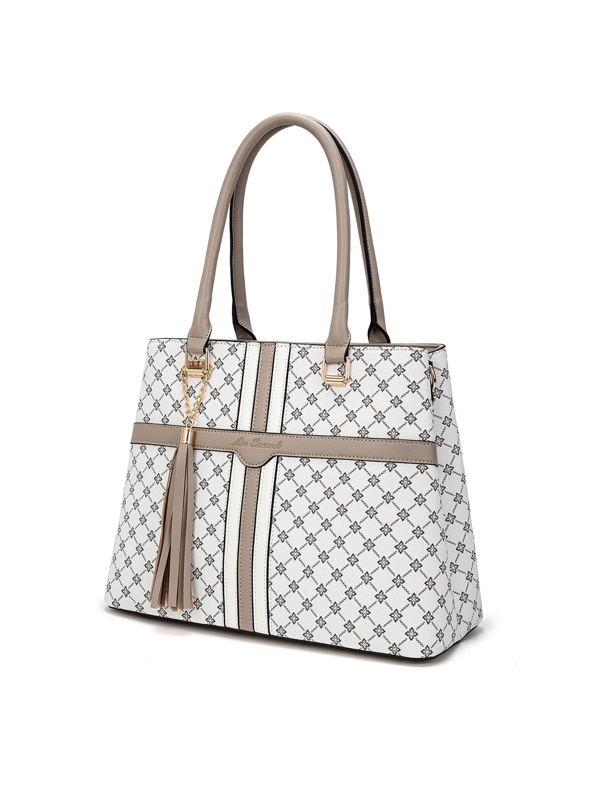 Serenade Emmaline vegan bag in white and taupe