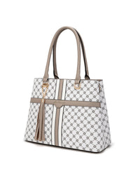 Serenade Emmaline vegan bag in white and taupe