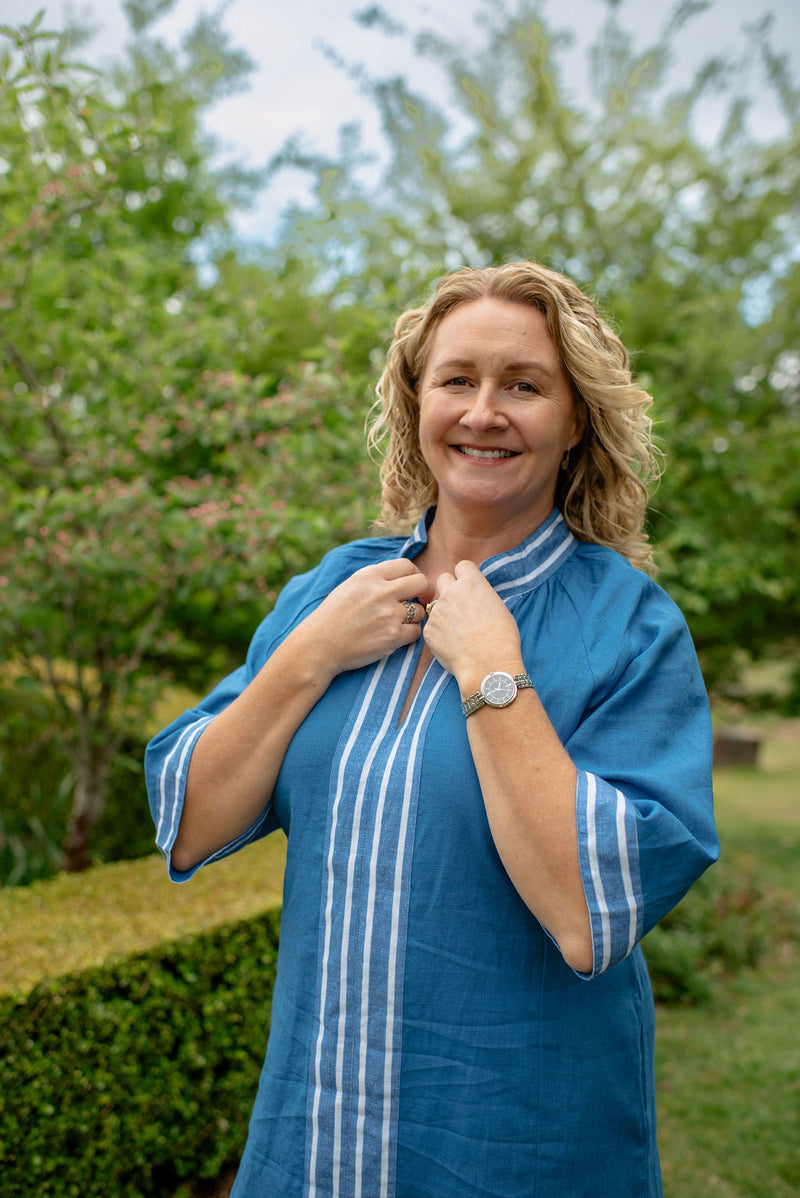 Lola - Allegra Cornflower Linen Midi