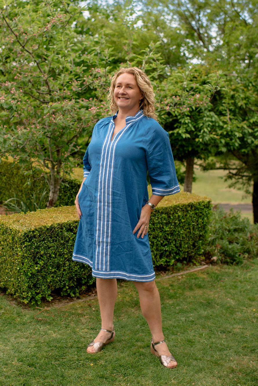 Lola - Allegra Cornflower Linen Midi