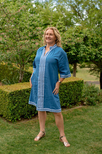 Lola - Allegra Cornflower Linen Midi