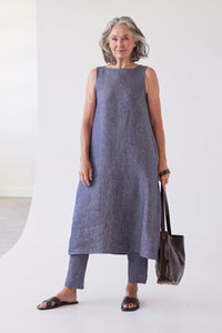 Eva's Sunday Asher Sleeveless Dress Dusty Denim Linen