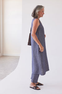 Eva's Sunday Asher Sleeveless Dress Dusty Denim Linen