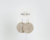 Honey Chevron - Cork+Leather Round Earring