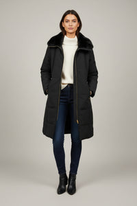 Sabena - Long Line Puffer Coat with Fur Trim