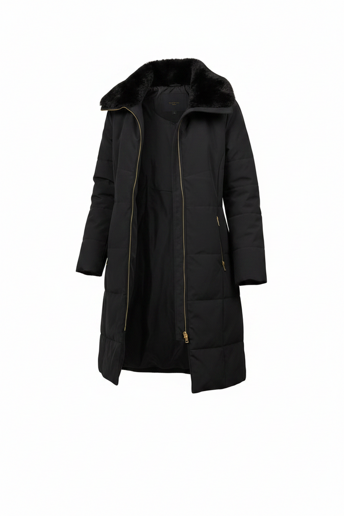 Sabena - Long Line Puffer Coat with Fur Trim