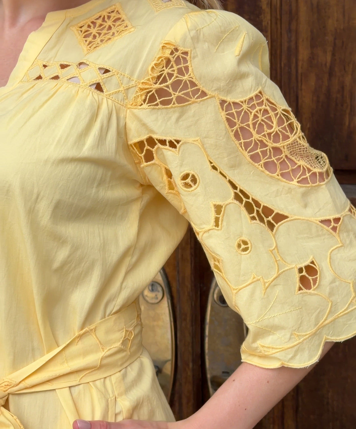 Rose & Rose Dahlia Dress in Buttermilk - detail