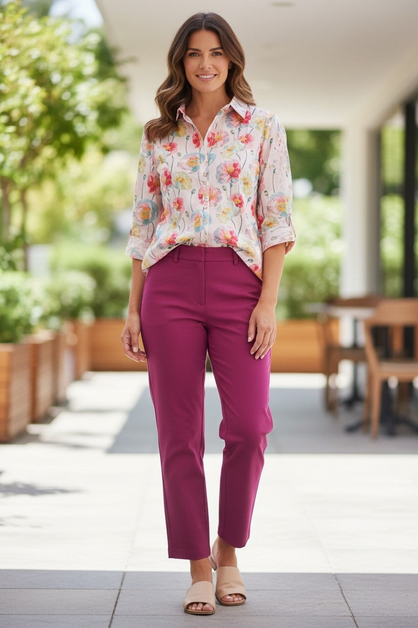 Equinox Poppy print shirt detail