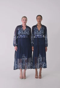 Once Was - Sloan Viscose Chiffon Print Midi Dress