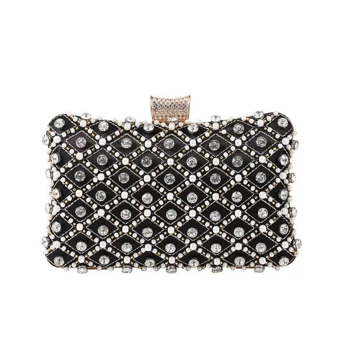 Noir Pearl Lattice Clutch