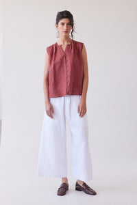 Eva's Sunday Clara Sleeveless Top Burnt Sienna with Oliver Pant White