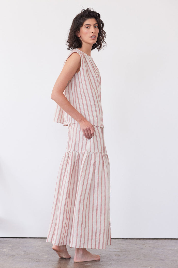 Eva's Sunday Junie Maxi Skirt Burnt Sienna Stripe