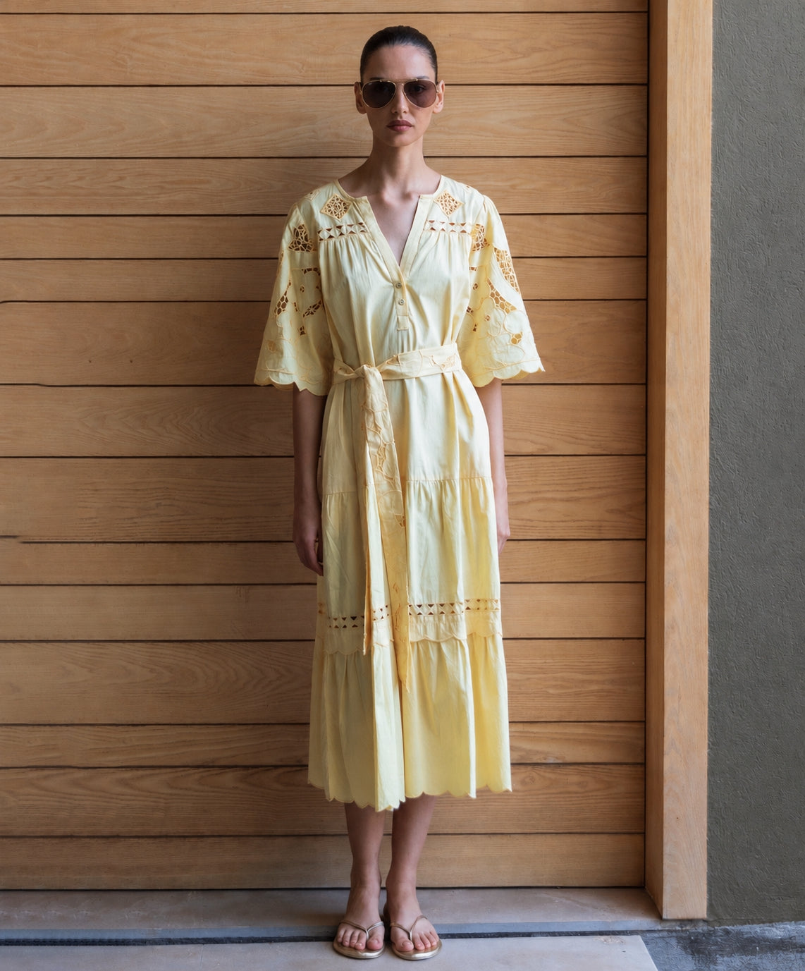 Rose & Rose Dahlia Dress in Buttermilk - front