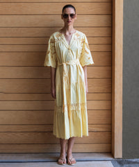 Rose & Rose Dahlia Dress in Buttermilk - front