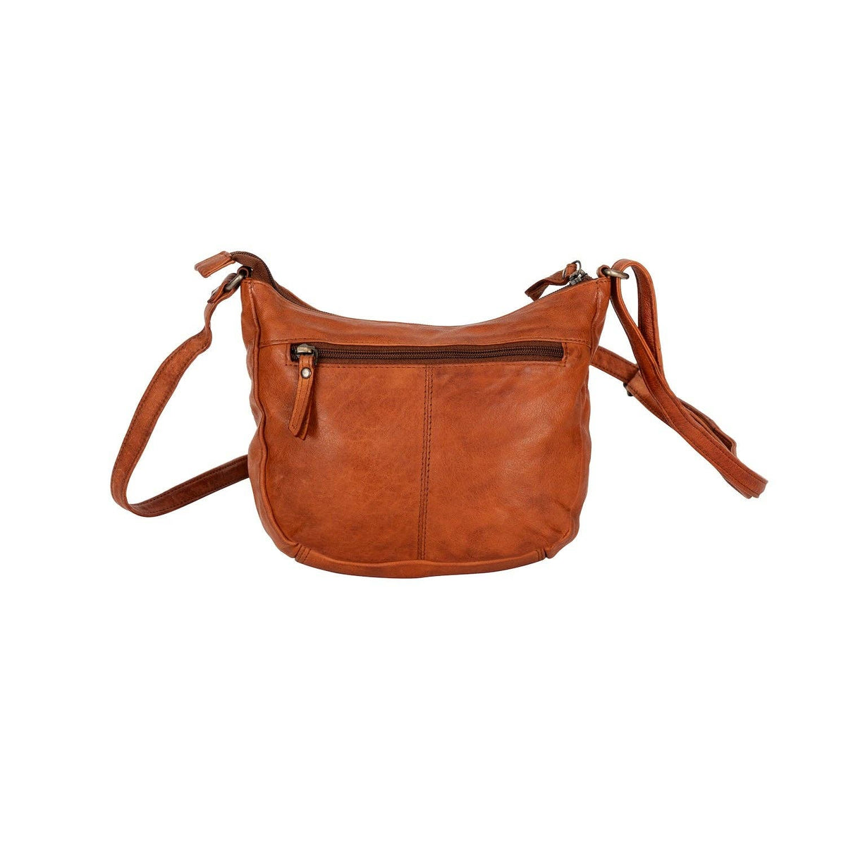 UrbanEase – Cognac Washed Leather Crossbody Bag