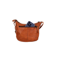 UrbanEase – Cognac Washed Leather Crossbody Bag