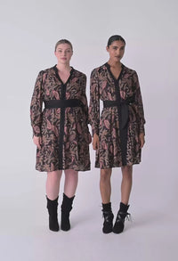 Once Was - Cecilia Pearl Embellished Linen Dress in Dark Tropique: