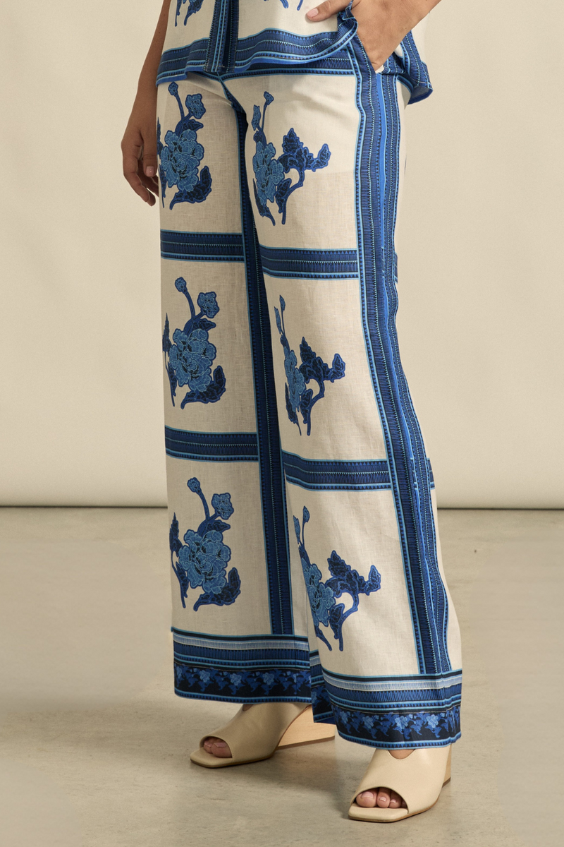 Zoe Kratzmann - Gesture Pant - Azure Collage Blue Print