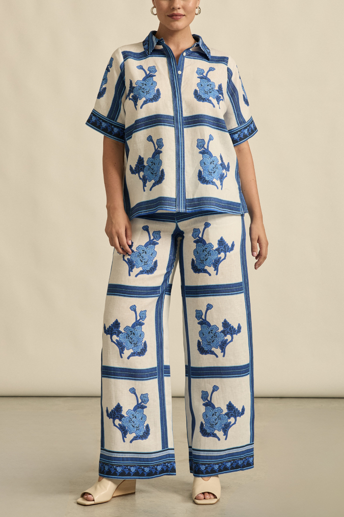 Zoe Kratzmann - Gesture Pant - Azure Collage Blue Print