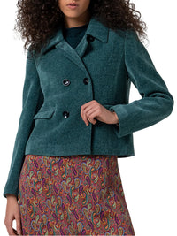 Surkana -  Short Chenille Double Breasted Jacket - Steel Blue