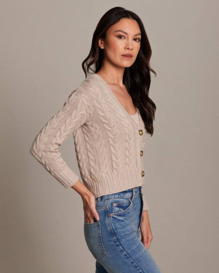 Cotton Cashmere Cable Knit Cardigan