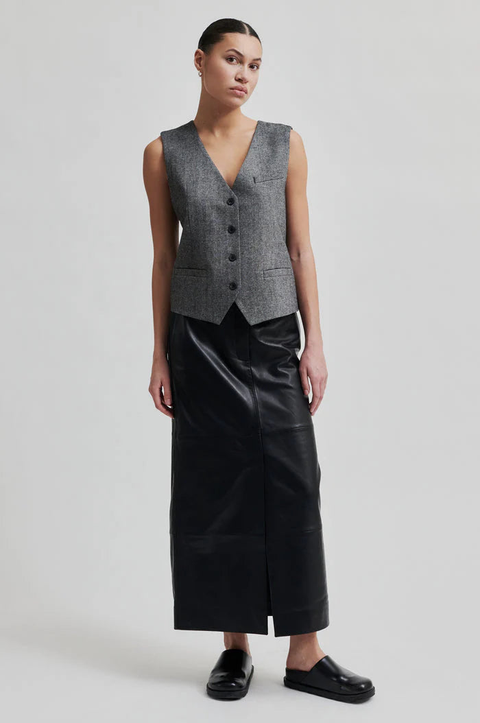 Letho Leather Maxi Skirt - Black