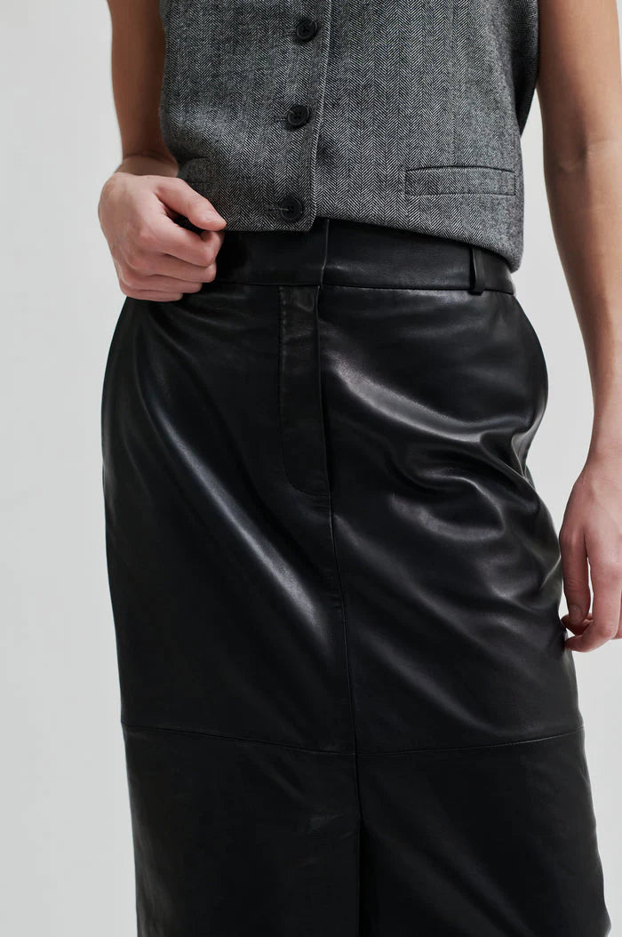 Letho Leather Maxi Skirt - Black