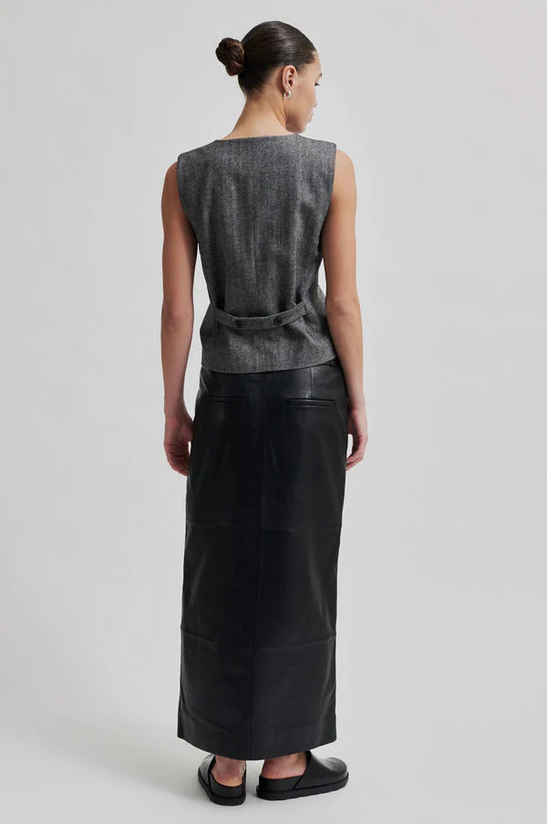 Letho Leather Maxi Skirt - Black