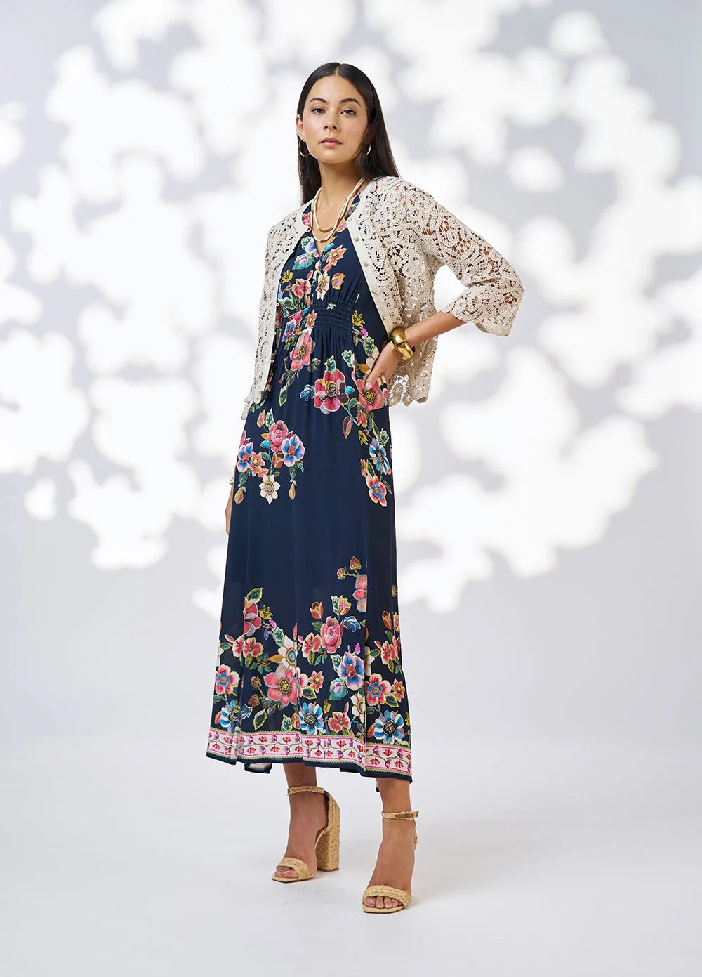 Loobies Story -  Mystic Rose Midi Dress Indigo Multi